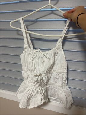 Women's White Ruched Peplum Bodysuit Tank